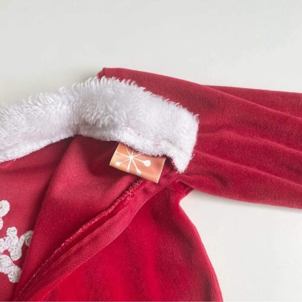 Holidays Christmas Red White Velvet Long Sleeves Infant/ Toddler Girl Dress
